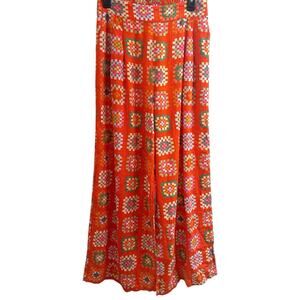 Rachel Antonoff Granny Squares Snyder Pant Orange Wide Leg Size Medium